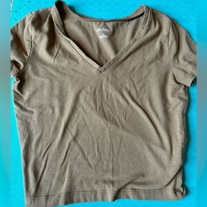 Wild Fable V-Neck Tan Short Sleeve Tee